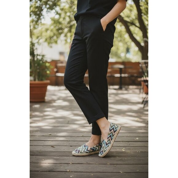 Set Of 2 Faded Glory Espadrilles Size 8 Zigzag & Striped Slip-On Flats Casual Sh - Picture 2 of 10